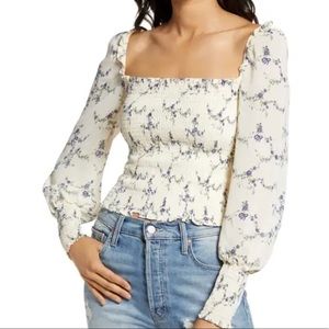 Reformation Floral Pinto Smocked Top NWOT